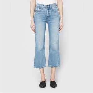 GRLFRND Linda Distressed Cropped High-rise Flared Jeans